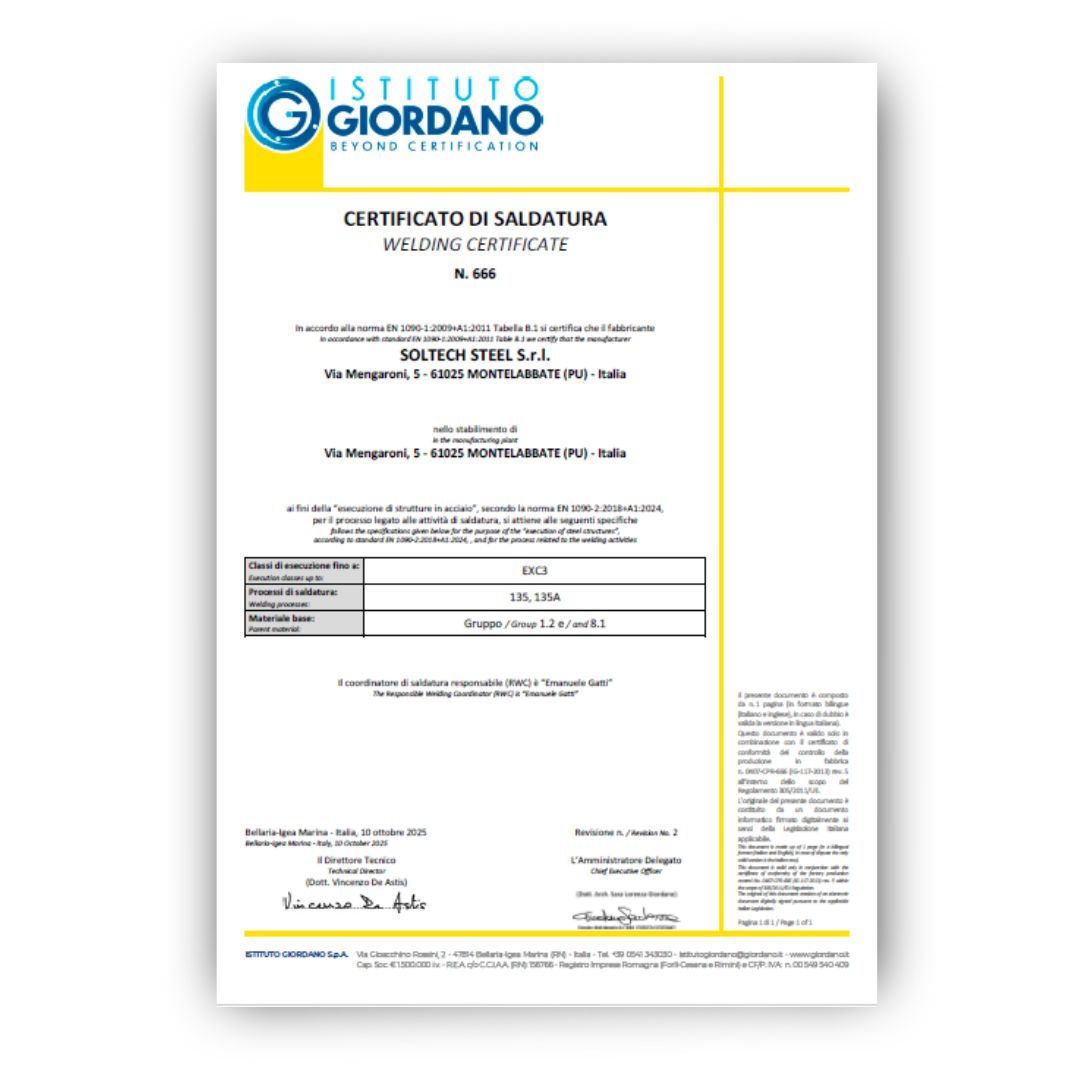 Certificato di Conformit EN 1090-EXC3