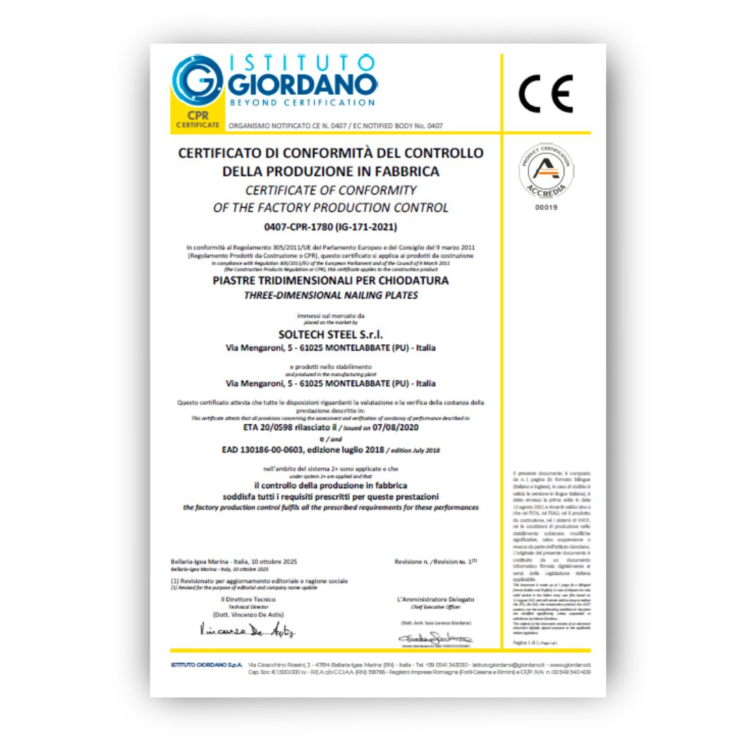 Certificato di Conformit ETA20/0598